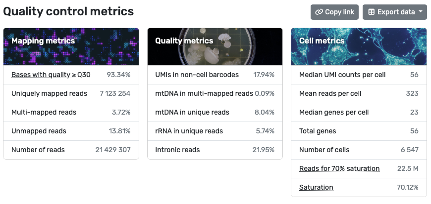 Quality control screenshot